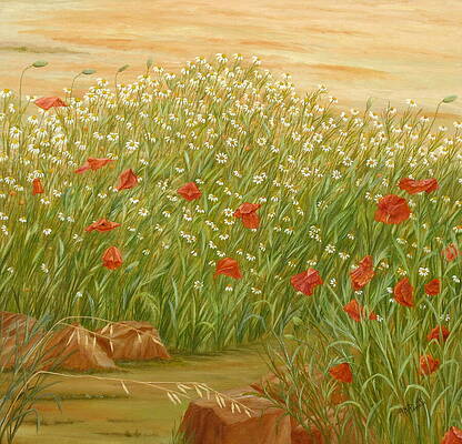Peaceful Field of Wildflowers Painting