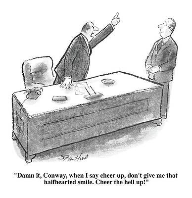 Office Humor Cartoon with Angry Boss Drawing