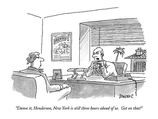 Businessman Responds to Time Zone Concern Wall Art