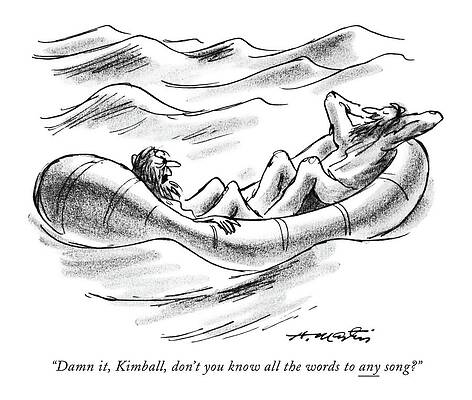 Sea Life Wall Art featuring the drawing Damn It, Kimball, Don't You Know All The Words by Henry Martin