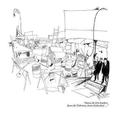 Crowded Construction Site Scene Drawing