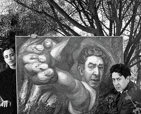 Diego Rivera with Large Canvas Photograph