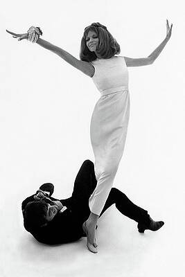Dynamic Dance Pose in Black and White Photograph