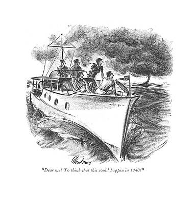 Background Drawing - To Think That This Could Happen In 1940 by Alan Dunn