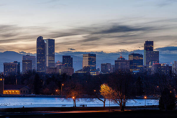 Water Photograph - Denver Skyline by Jeff Stoddart