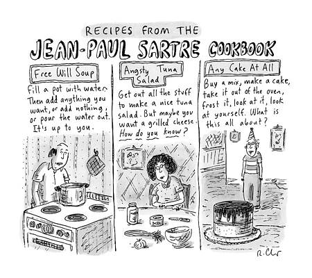 Jean-Paul Sartre Cookbook Parody Drawing