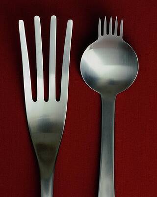 Fork Wall Art featuring the photograph Designer Cutlery by Romulo Yanes