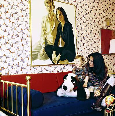 Stuffed Animal Wall Art featuring the photograph Diane Von Furstenberg With Her Son by Horst P. Horst