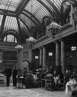 Elegant Dining Under Grand Chandeliers Wall Art