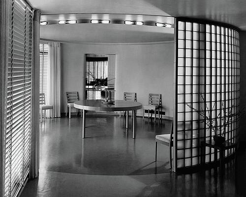Modernist Living Space with Round Table Photograph