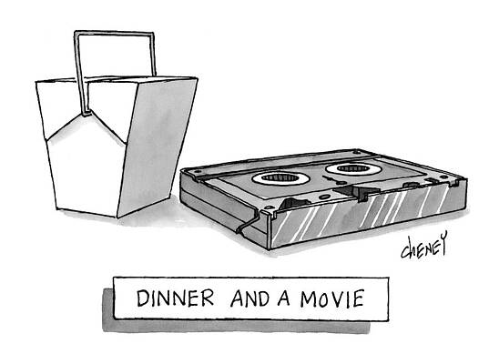 Movie Wall Art featuring the drawing Dinner And A Movie by Tom Cheney