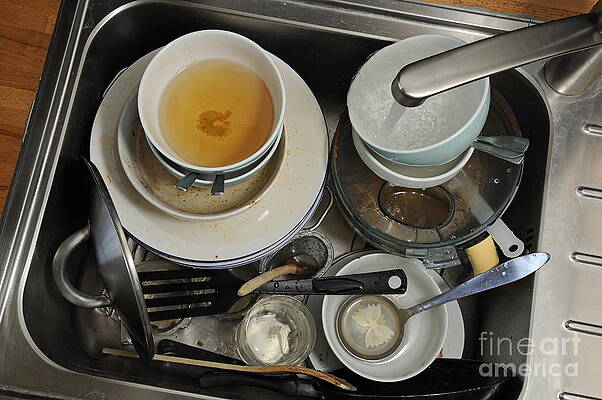 Color Image Wall Art featuring the photograph Dirty Dishes In Sink by Sami Sarkis Photography