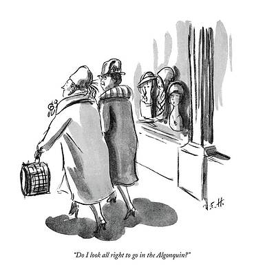 Round Drawing - Going To The Algonquin by Helen E Hokinson