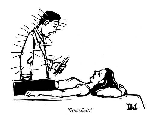 Pain Drawing - Doctor Has Many Needles Stuck by Drew Dernavich