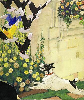 Growth Wall Art featuring the photograph Dog Chasing Pigeons by Charles Livingston Bull