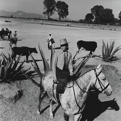 Rural Scene Photograph - Dolores L. Corcuera Riding Side-saddle by Horst P. Horst