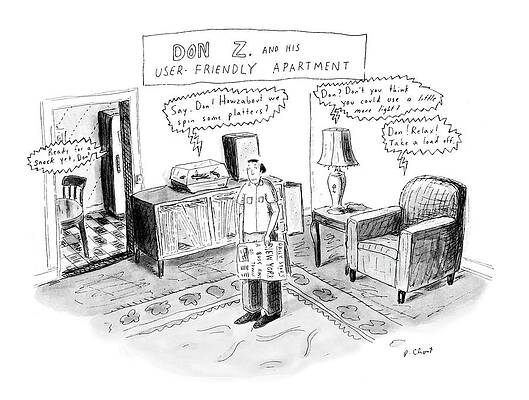Spin Wall Art featuring the drawing Don Z. And His User-friendly Apartment by Roz Chast