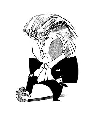 Globe Drawing - Donald Trump Globe by Tom Bachtell