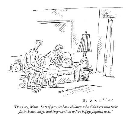 Teen Wall Art featuring the drawing Don't Cry, Mom.  Lots Of Parents Have Children by Barbara Smaller