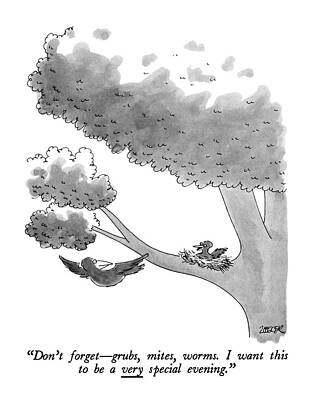 Anniversary Wall Art featuring the drawing Don't Forget - Grubs by Jack Ziegler