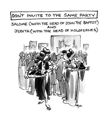 Character Wall Art featuring the drawing Don't Invite To The Same Party-salome by Lee Lorenz