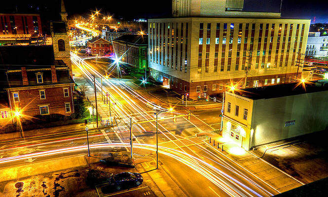 Wall Art featuring the photograph Downtown Avery Street At Night by Jonny D