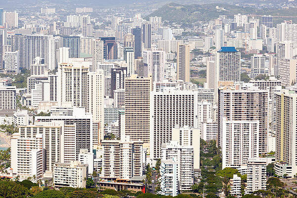 Hawaii Wall Art featuring the photograph Downtown Waikiki Seen From Diamond Head by Steven Heap