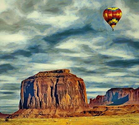 Wall Art featuring the painting Drifting Over Monument Valley by Jeffrey Kolker