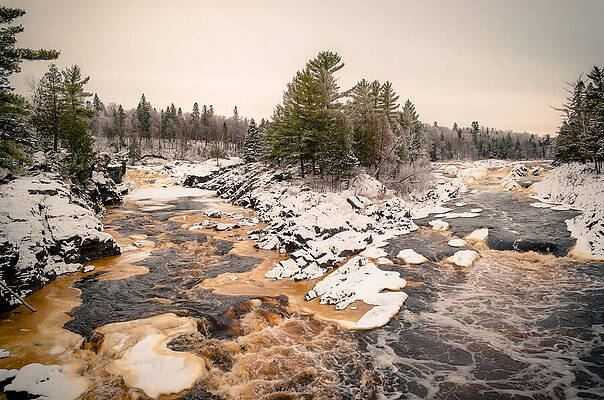 Winter River in Snowy Landscape Wall Art
