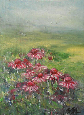 Flower Wall Art featuring the painting Echinacea by Jane See