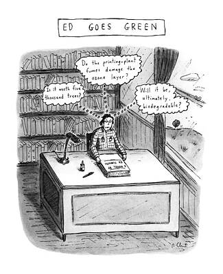 Green Drawing - Ed Goes Green by Roz Chast