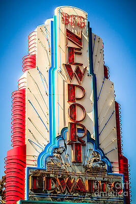 California Wall Art featuring the photograph Edwards Big Newport Theatre Sign In Newport Beach by Paul Velgos