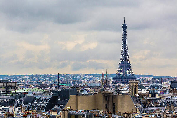 Wall Art featuring the photograph Eiffel Tower And Paris Skyline, France by Deimagine