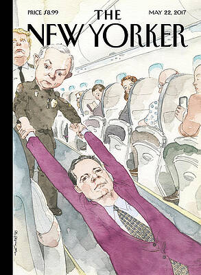 New Yorker Cover with Plane Scene Painting