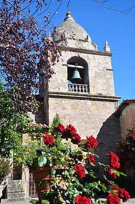 California Wall Art featuring the photograph El Campinario Y Las Rosas by C Thomas Cooney