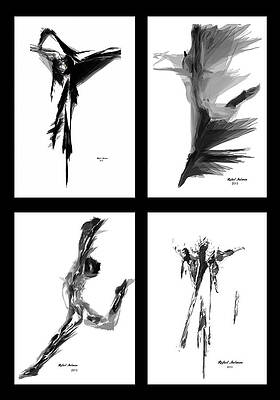 Modern Wall Art featuring the digital art Emotions In Black - Abstract Quad by Rafael Salazar