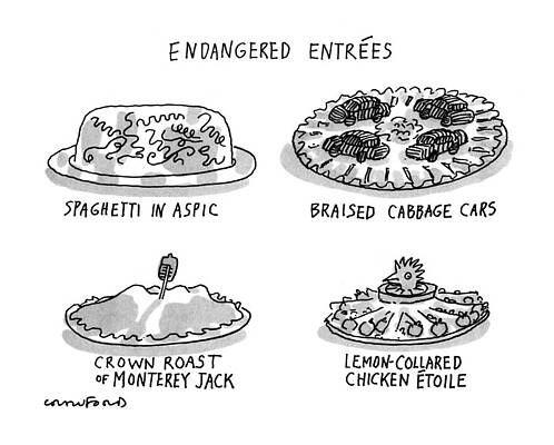 Crown Wall Art featuring the drawing Endangered Entrees by Michael Crawford