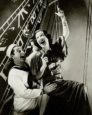 Joyful Sailor and Woman on Ship Wall Art