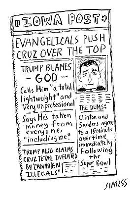Iowa Wall Art featuring the drawing Evangelicals Push Cruz Over The Top by David Sipress