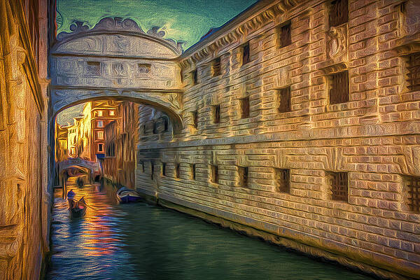 Architecture Wall Art featuring the photograph Painted Effect - Evening Sun On The Canal by Sue Leonard