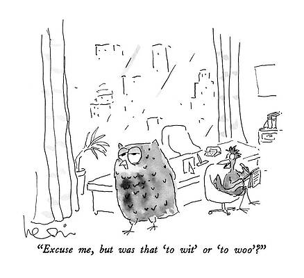 Setting Drawing - Excuse Me, But Was That 'to Wit' Or 'to Woo'? by Arnie Levin