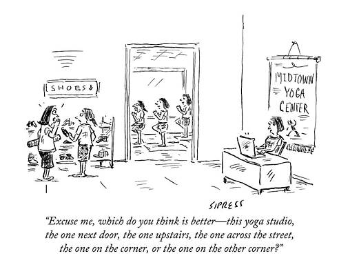 Humorous Yoga Studio Scene Wall Art