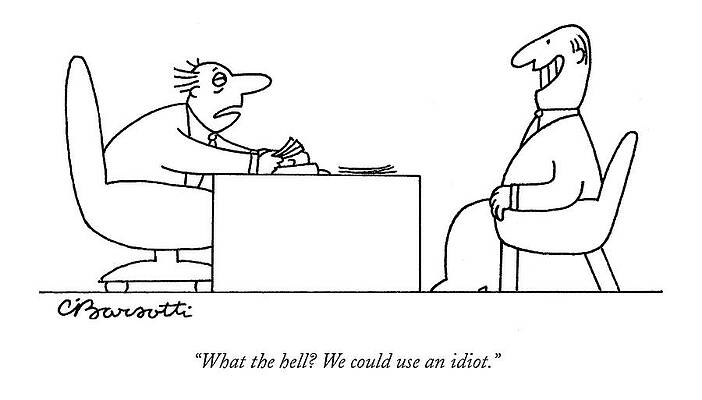 Wall Art featuring the drawing Exhausted Businessman Hires An Exaggeratedly by Charles Barsotti