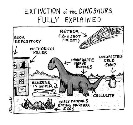 Dinosaurs Wall Art featuring the drawing Extinction Of The Dinosaurs Fully Explained by Mark O'Donnel