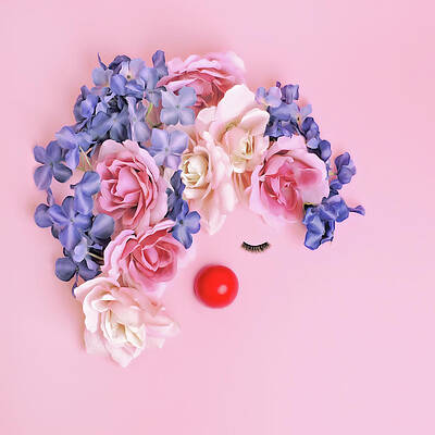 Wall Art featuring the photograph Face Made From Flowers And False by Juj Winn