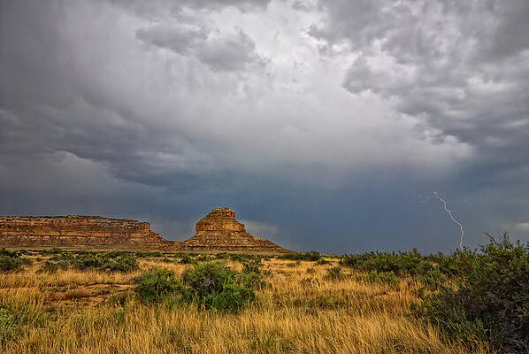 Sacred Wall Art featuring the photograph Fajada Butte Storm by Ghostwinds Photography