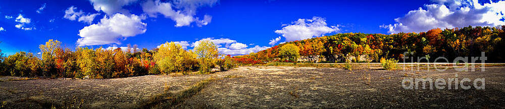 Panoramic Autumn Landscape under Blue Sky Wall Art