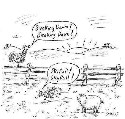 Sunrise Wall Art featuring the drawing Farm Animals At Sunrise by David Sipress