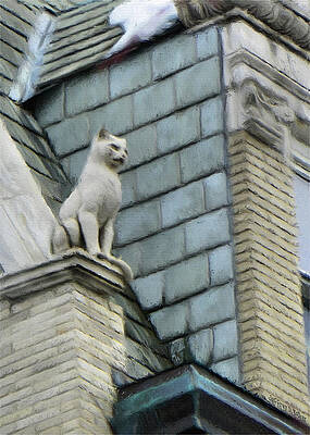 Wall Art featuring the painting Feline Sentry by Jeffrey Kolker