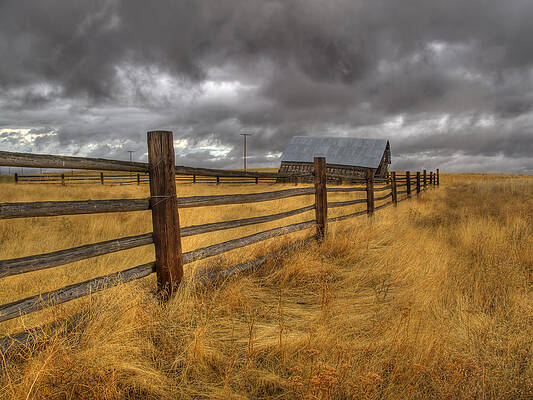 Dramatic Wall Art featuring the photograph Fence Line In Storm by Jean Noren